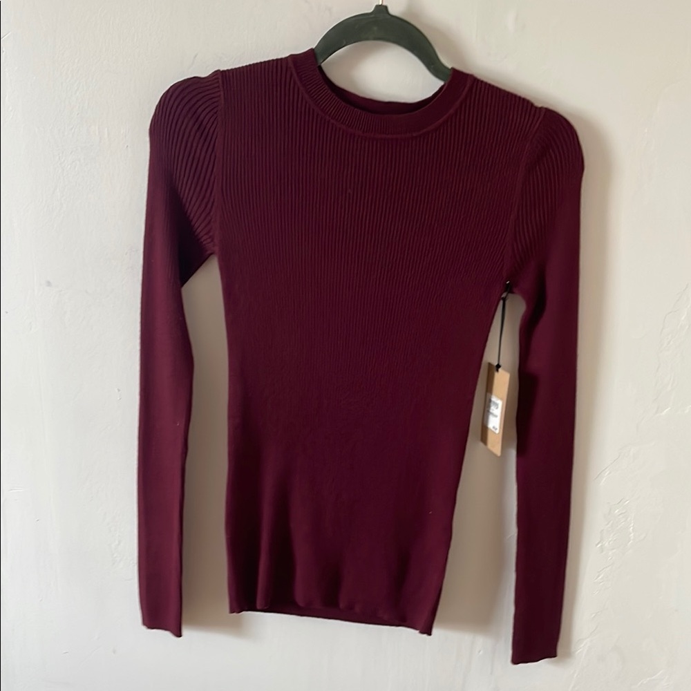 Halogen Burgundy Ribbed Top - Picture 1 of 5